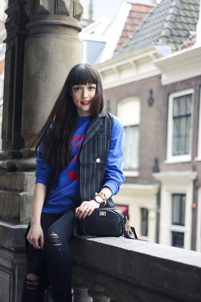 steve madden high heels - missguided pinstripe coat - marc b. handbag - fashion blogger casual outfit