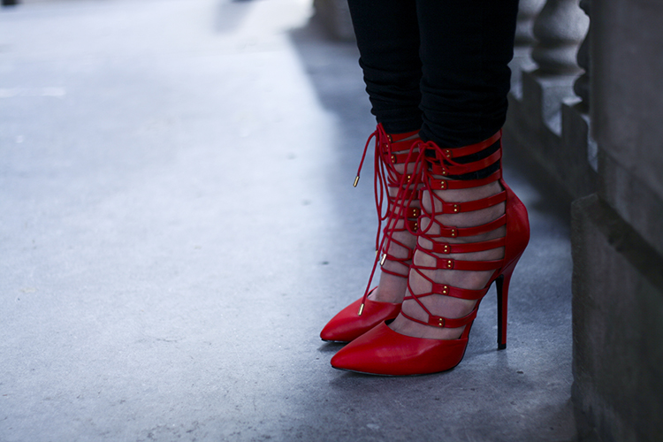 steve madden high heels - missguided pinstripe coat - marc b. handbag - fashion blogger casual outfit